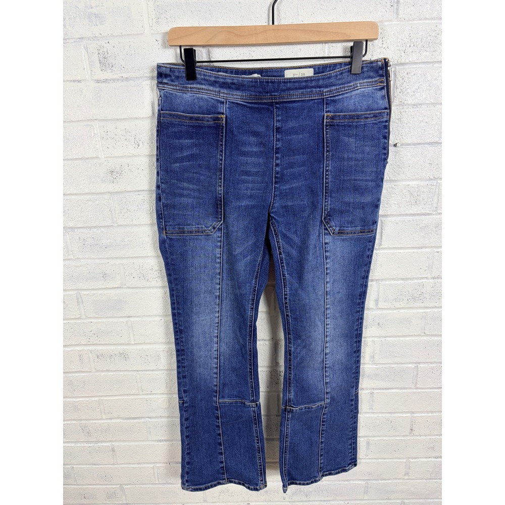 Pilcro and the Letterpress Flare Jeans Womens 28 Blue Side Zip Seam Detail
